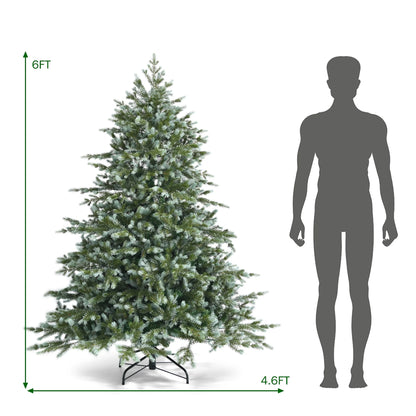 6Ft Artificial Christmas Spruce Hinged Tree W/ 892 Mixed PE & PVC Tips