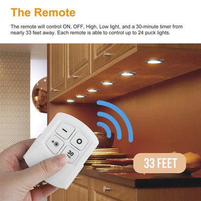 3 PACK Puck Lights with Remote Control, Wireless LED under Cabinet Lighting Battery Operated Powered Stair Closet Light for Closet Counter Kitchen