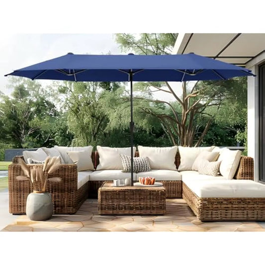13 FT Patio Umbrella, Patio Umbrellas Double-Sided Twin Outdoor Market Umbrellas with Crank, Outdoor Patio Umbrella