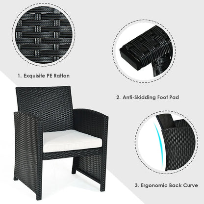 4-Piece Rattan Outdoor Conversation Set with Sofa and Coffee Table, Black