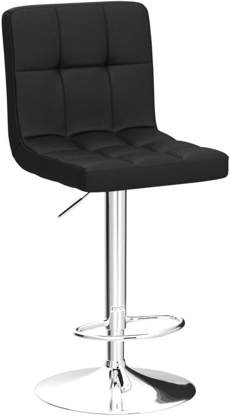 Adjustable Bar Stools Set of 2, Modern Swivel PU Leather Bar Chair with Backrest, Soft Cushioned Seat, Footrest, Sturdy Metal Frame, Comfortable Barstools for Kitchen Island, Pub, Black