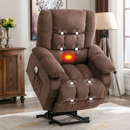 Power Lift Recliner Chair Recliners for Elderly with Heat and Massage Recliner Chair for Living Room with Infinite Position and Side Pocket,Usb Charge Port,Grey