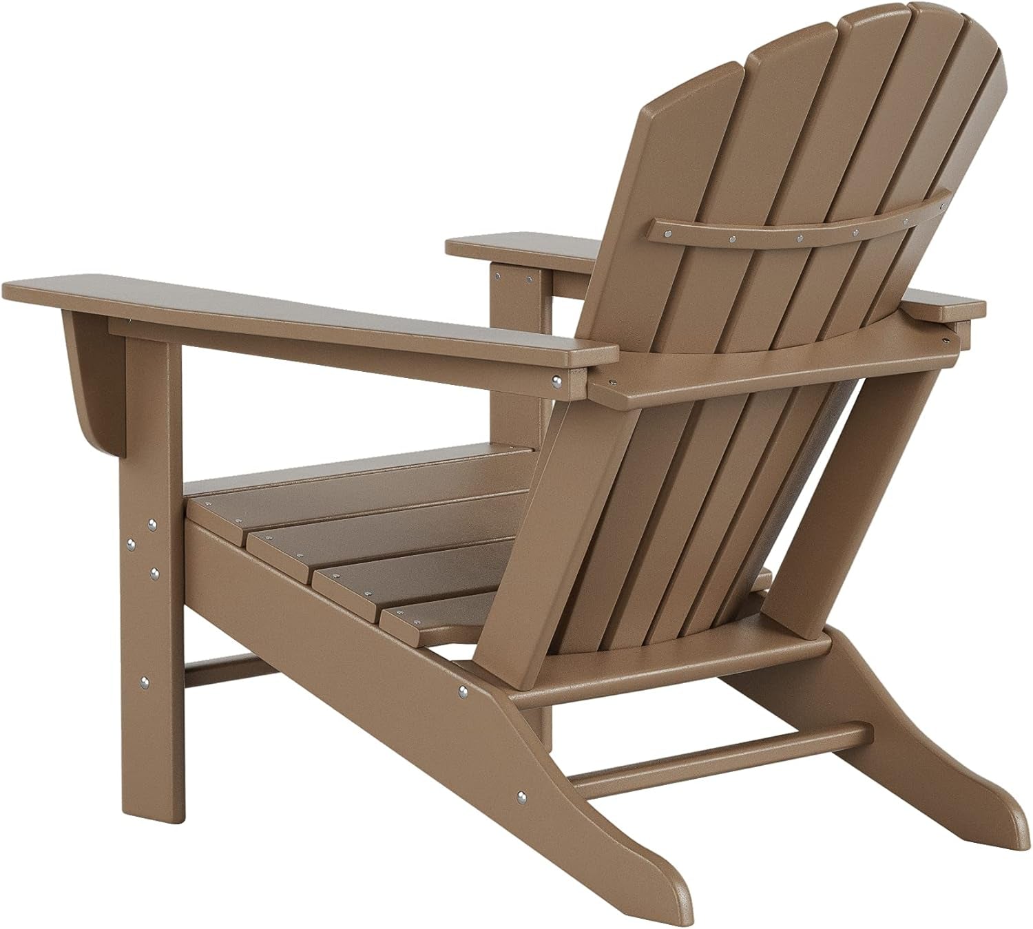 WO Home Furniture Set of 2Pcs HDPE Adirondack Chairs, Traditional Loungers, Retro Poly Seat, All Weather Resistant for Patio, Outdoor, Balcony, Backyard, Lawn, Patio, Pool, Deck, Weathered Wood