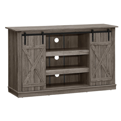Farmhouse Wood TV Stand for Tvs up to 60 Inch with Sliding Barn Doors