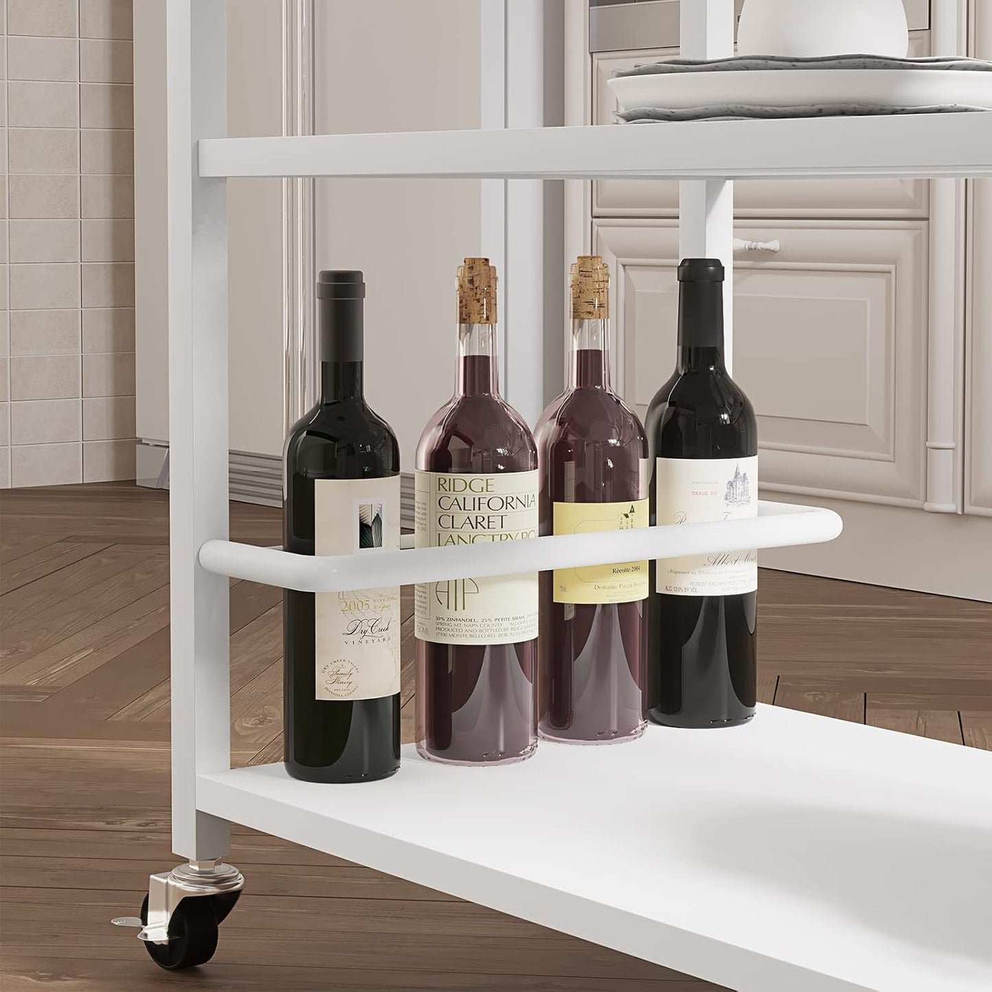 3 Tier Kitchen Island Cart on Wheels, Rolling Kitchen Island with Shelves and Handle for Home Kitchen…