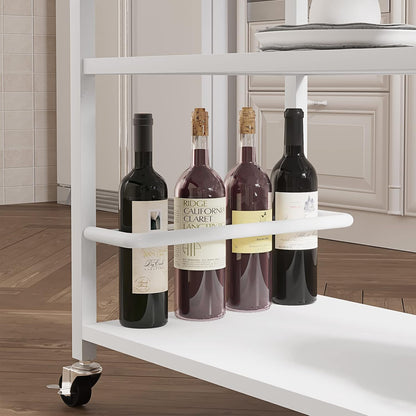 3 Tier Kitchen Island Cart on Wheels, Rolling Kitchen Island with Shelves and Handle for Home Kitchen…