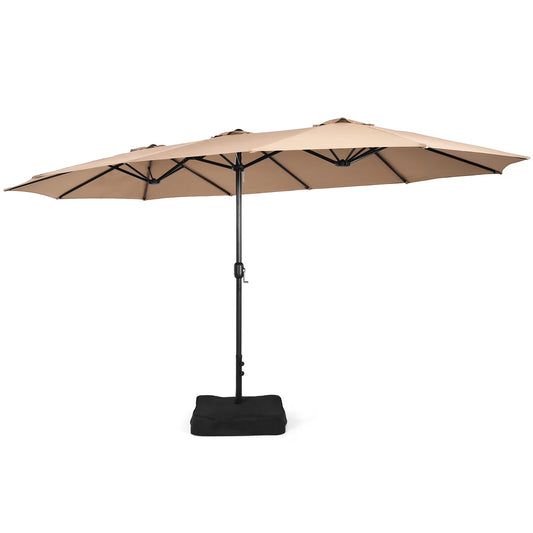 96" Coffee Rectangle Market Patio Umbrellas, Water-Resistant