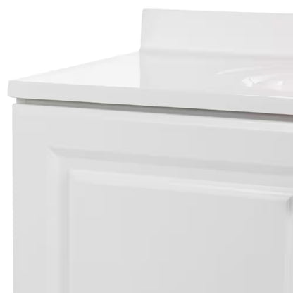 37 In. Single Sink White Bath Vanity with Cultured Marble Top (Assembled)