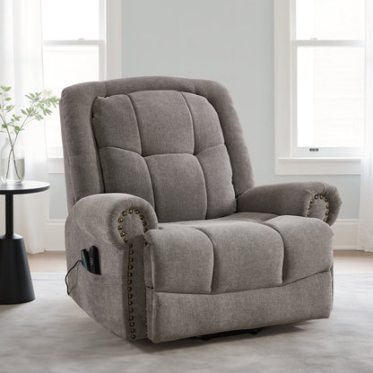 Electric Power Lift Massage Recliner for Elderly Theater Seating Fabric Reclining Chair for Bedroom Living Room Gray