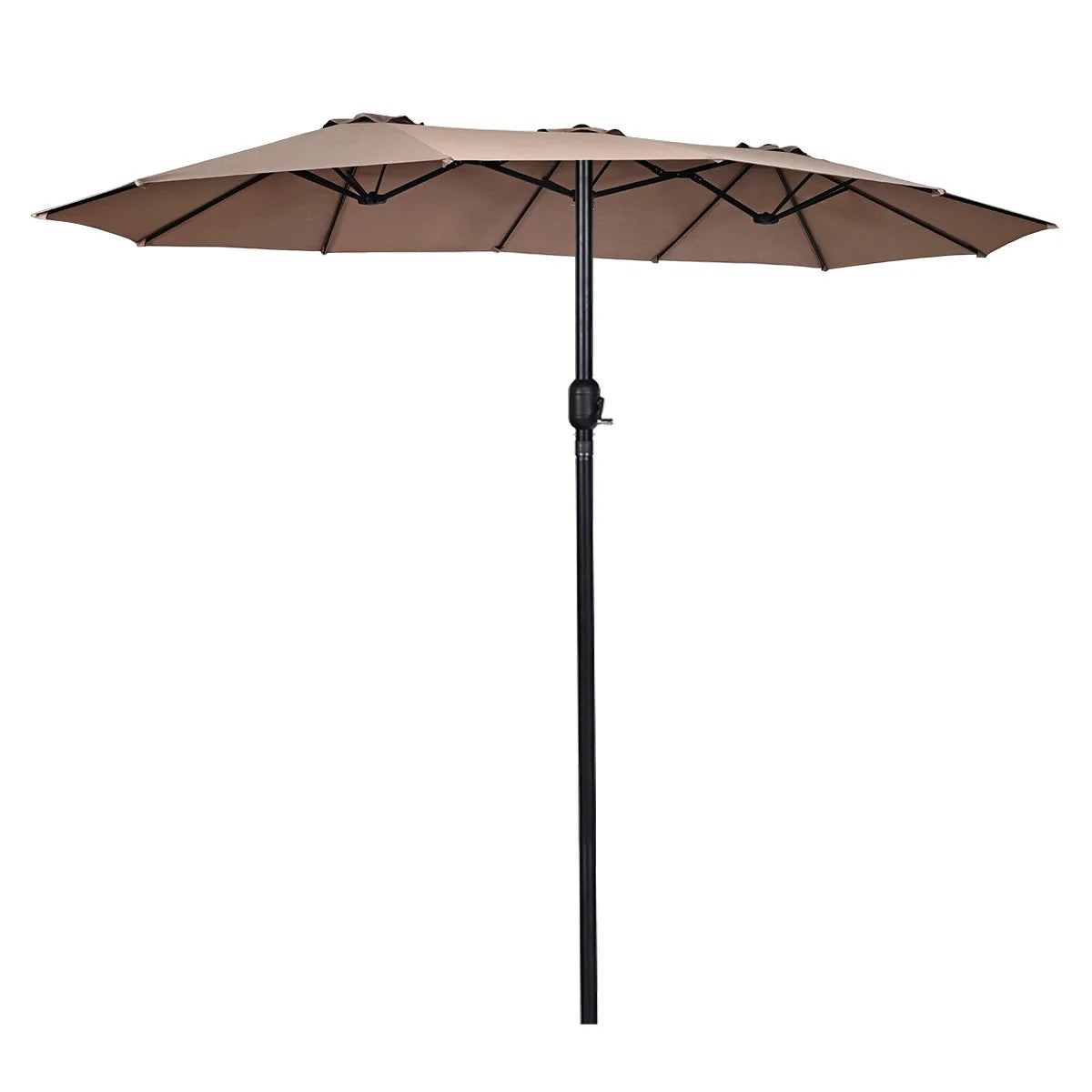15' Market Outdoor Umbrella Double-Sided Twin Patio Umbrella with Crank Tan