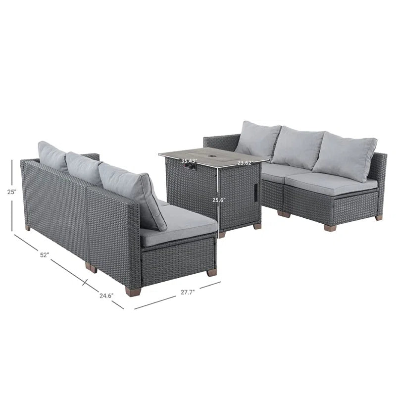 Wicker 6 - Person Modular Patio Conversation Sets with Cushions