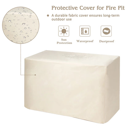 60,000 BTU Outdoor Rectangle Gas Fire Table W/ Ceramic Tabletop Ideal for Backyard Poolside
