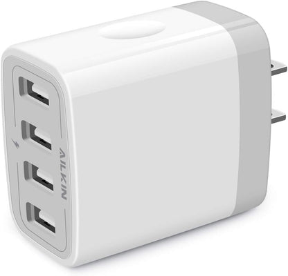 Wall Charger, USB Charger Adapter,  4.8A 4Multi Port Fast Charging Station Power Base Block Plug Cube Brick for Iphone 17 16 15 14 SE 13 12 11Pro Max/X/Plus, Samsung A16/A17/S25/S24 Kindle Plug