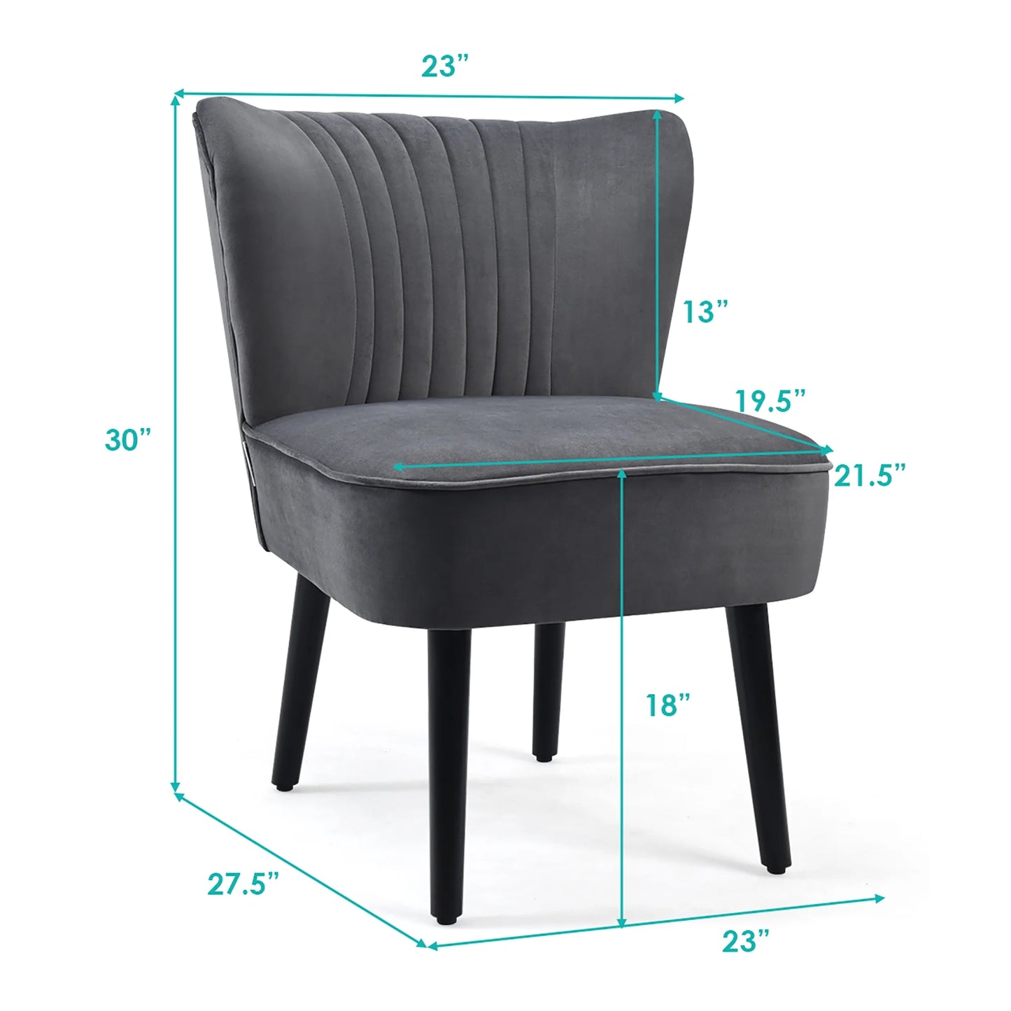 Set of 2 Armless Accent Chair Upholstered Leisure Chair Single Sofa Turquoise\Stone Grey\ Dark Grey
