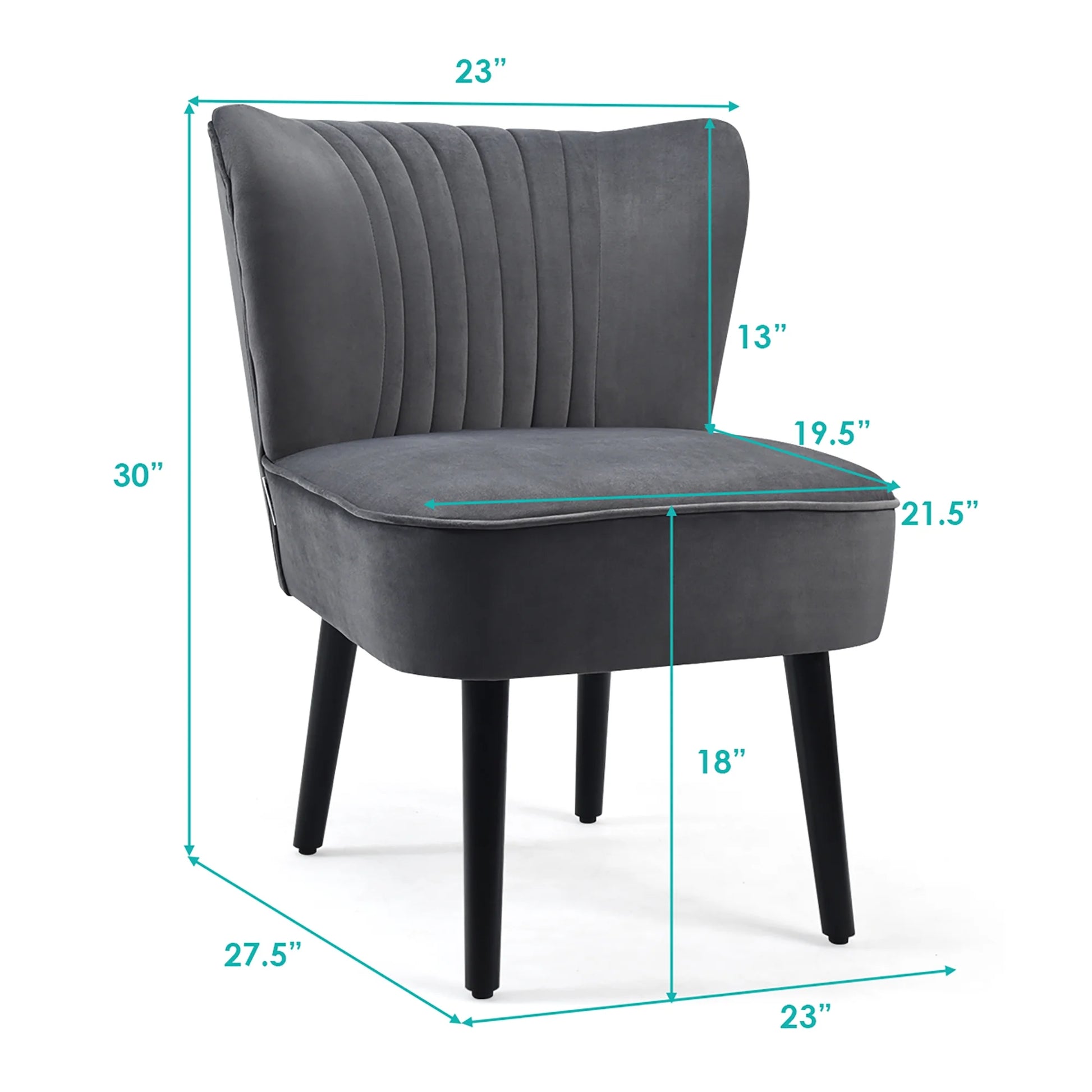 Set of 2 Armless Accent Chair Upholstered Leisure Chair Single Sofa Turquoise\Stone Grey\ Dark Grey
