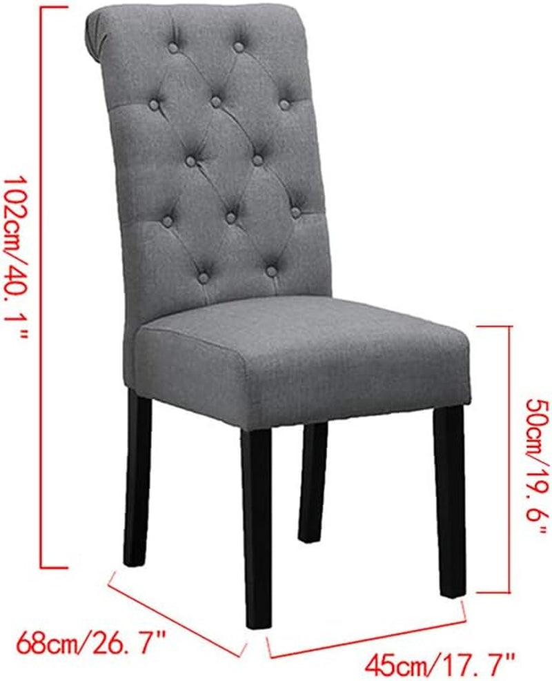 Modern Dining Chair Upholstered Fabric with Button in Chair Back Padding Dining Chair Side Chairs for Living Room Dining Room Patio Wedding Reception Restaurant (Light Gray: Set of 2)