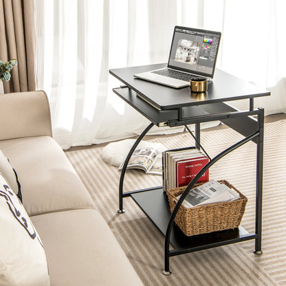 27.5" Laptop Table Computer Desk for Small Spaces with Pull-Out Keyboard Tray