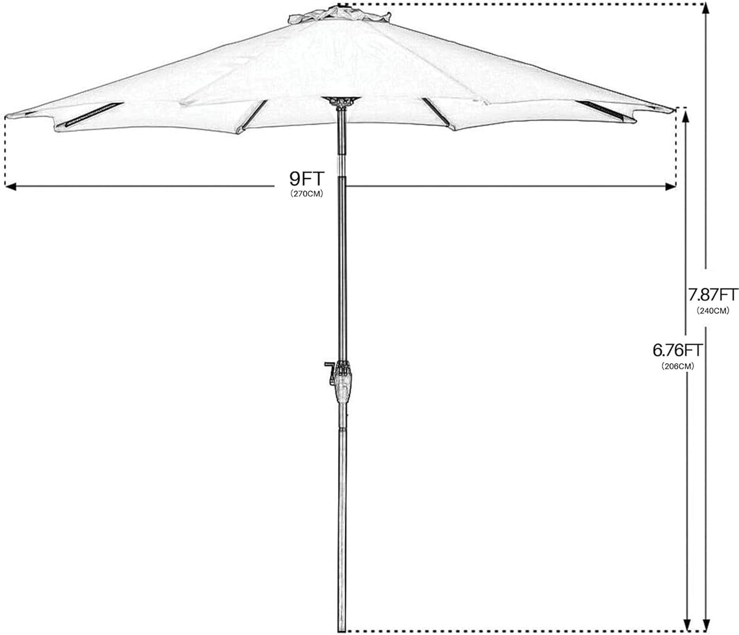 9 FT Enhanced Aluminum Patio Umbrella, UV Protected Outdoor Umbrella with Auto Crank and Push Button Tilt, Red