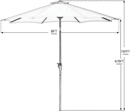 9 FT Enhanced Aluminum Patio Umbrella, UV Protected Outdoor Umbrella with Auto Crank and Push Button Tilt, Red