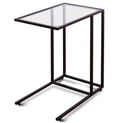 Coffee Tray Side Sofa End Table Ottoman Couch Stand TV Lap Snack W/Glass Top New