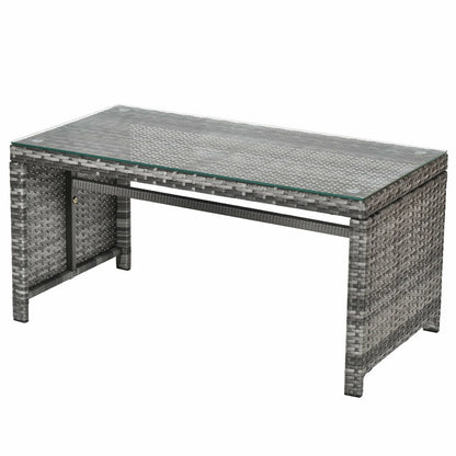 4PCS Rattan Patio Furniture Set Garden Sofa Cushioned Seat Mix Gray Wicker