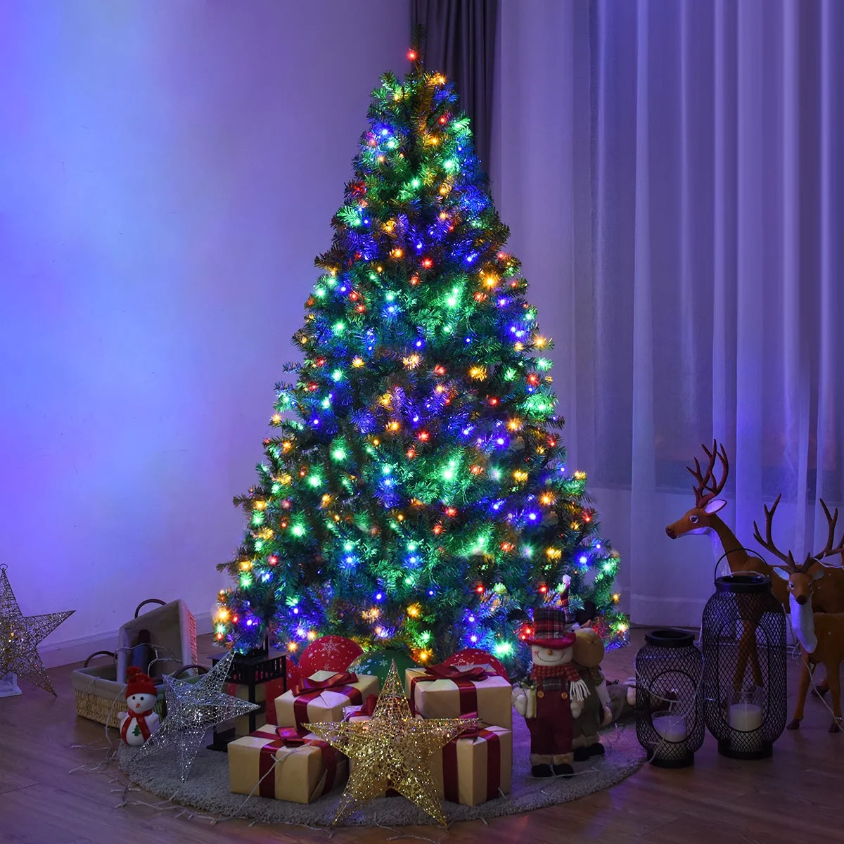 4Ft Pre-Lit Artificial Christmas Tree Hinged 100 LED Lights