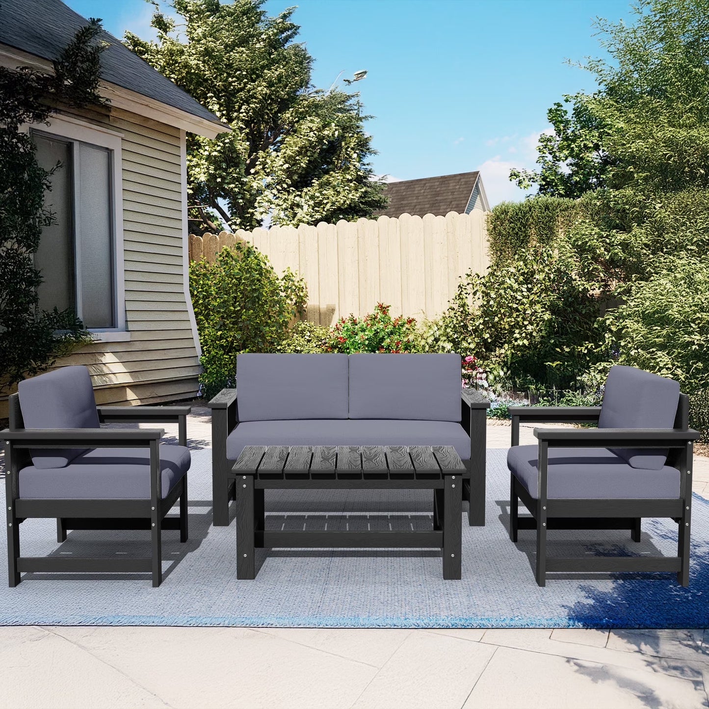Patio Furniture Sets on Sale, 2 Pieces Patio Chairs W/ Cushions, Gray