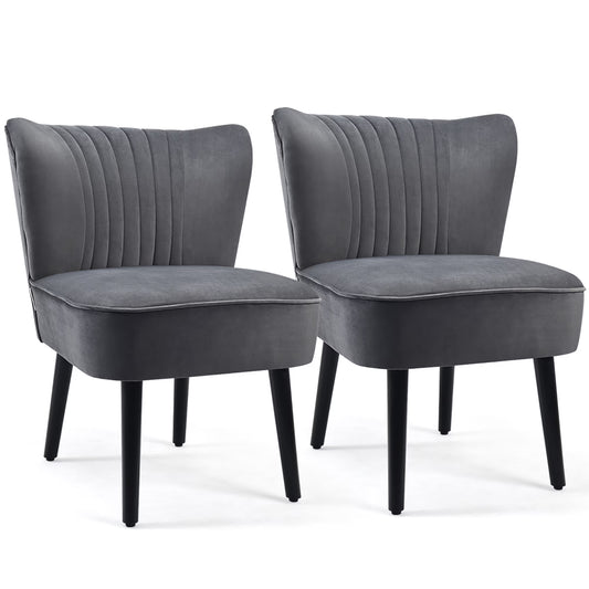 Set of 2 Armless Accent Chair Upholstered Leisure Chair Single Sofa Turquoise\Stone Grey\ Dark Grey