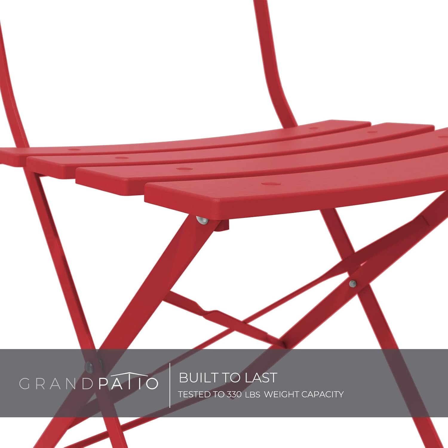 Premium Frame Patio Bistro Set, Folding Outdoor Patio Furniture Sets, 3 Piece Patio Set of Folding Patio Table and Chairs, Red