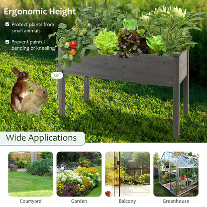Wooden Raised Vegetable Garden Bed Elevated Grow Vegetable Planter Grey