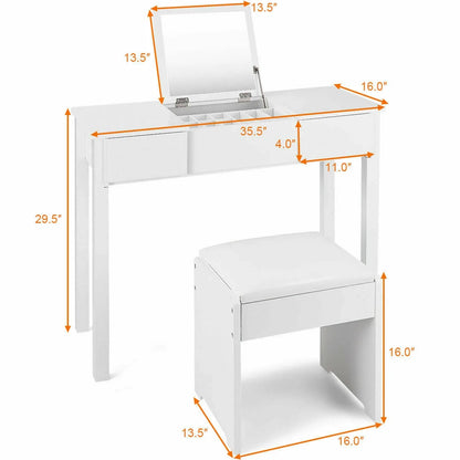 White Vanity Dressing Table Furniture Stool Storage Box