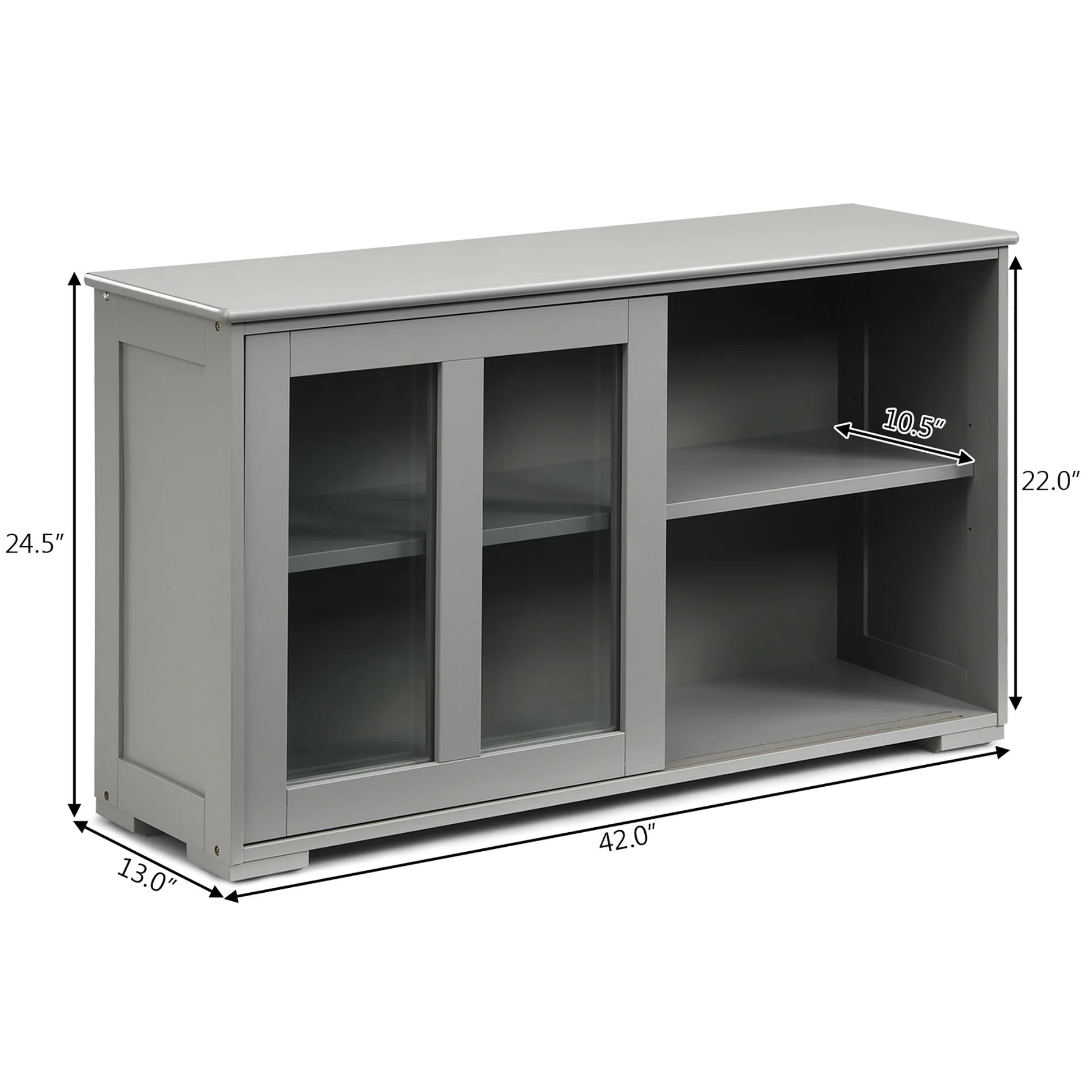 Kitchen Storage Cabinet Sideboard Buffet Cupboard W/ Sliding Door Gray