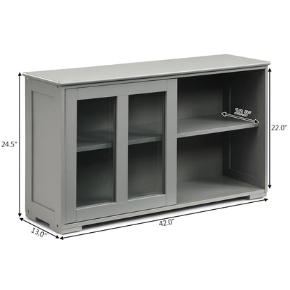 Kitchen Storage Cabinet Sideboard Buffet Cupboard W/ Sliding Door Gray