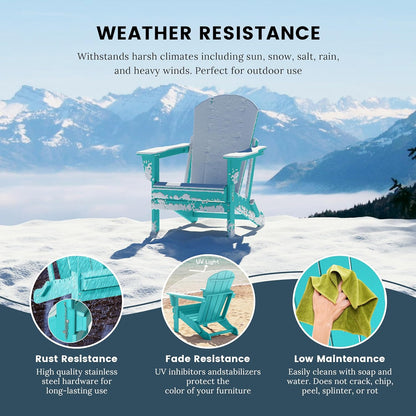 Westin Outdoors Laguna WO Home Furniture Adirondack Chair 2 PCS Set Outdoor Folding Patio Chair for Bon Fire Pit Garden Lawn Backyard Lounging Relaxing (Turquoise)