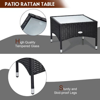 3 PCS Furniture Set Table & 2 Chair Patio Wicker Rattan W/Cushion
