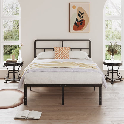 Metal Platform California King Bed Frames with Headboard, 14 Inch No Box Spring Needed Heavy Duty Steel Slat Mattress Foundation/Easy Assembly/Noise Free/Black