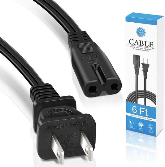 Power Cord for Recliner Chair,  6Ft 2 Prong Power Recliner Wire Replacement, AC Adapter Cord for Lazyboy, Limoss OKIN Electric Sofa and Lift Chair