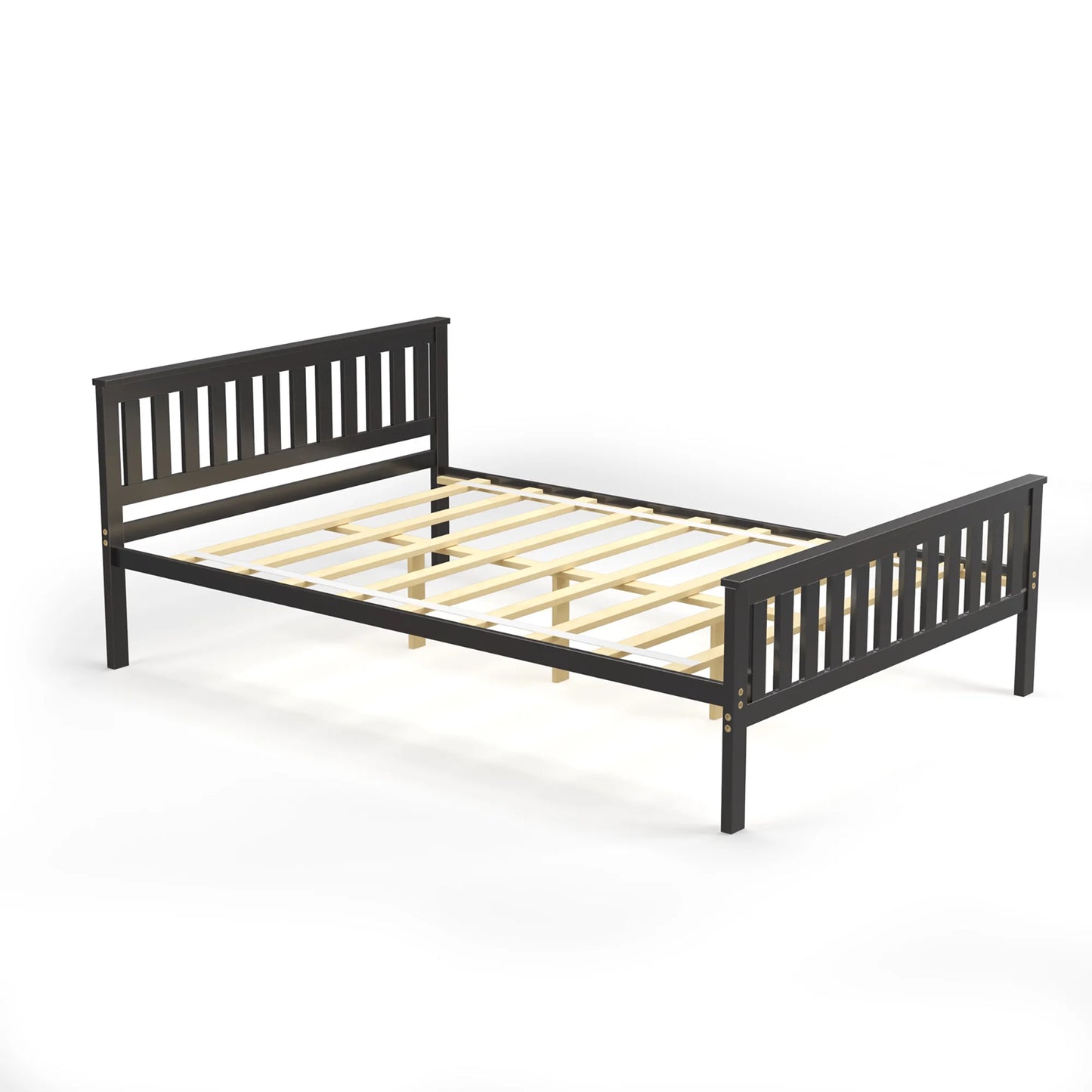 Full Wood Platform Bed with Headboard and Footboard Mattress Foundation