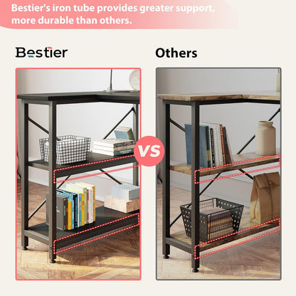Small L Shaped Gaming Desk with Shelves 47 Inch Reversible Corner Computer Desk Writing Storage Table for Home Office Small Space, Carbon Fiber