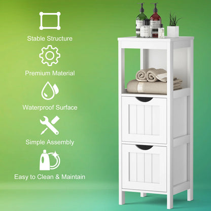 Floor Cabinet Multifunction Bathroom Storage Organizer Rack W/2 Drawers