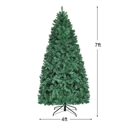 7Ft Pre-Lit PVC Hinged Christmas Tree 300 LED Lights Green