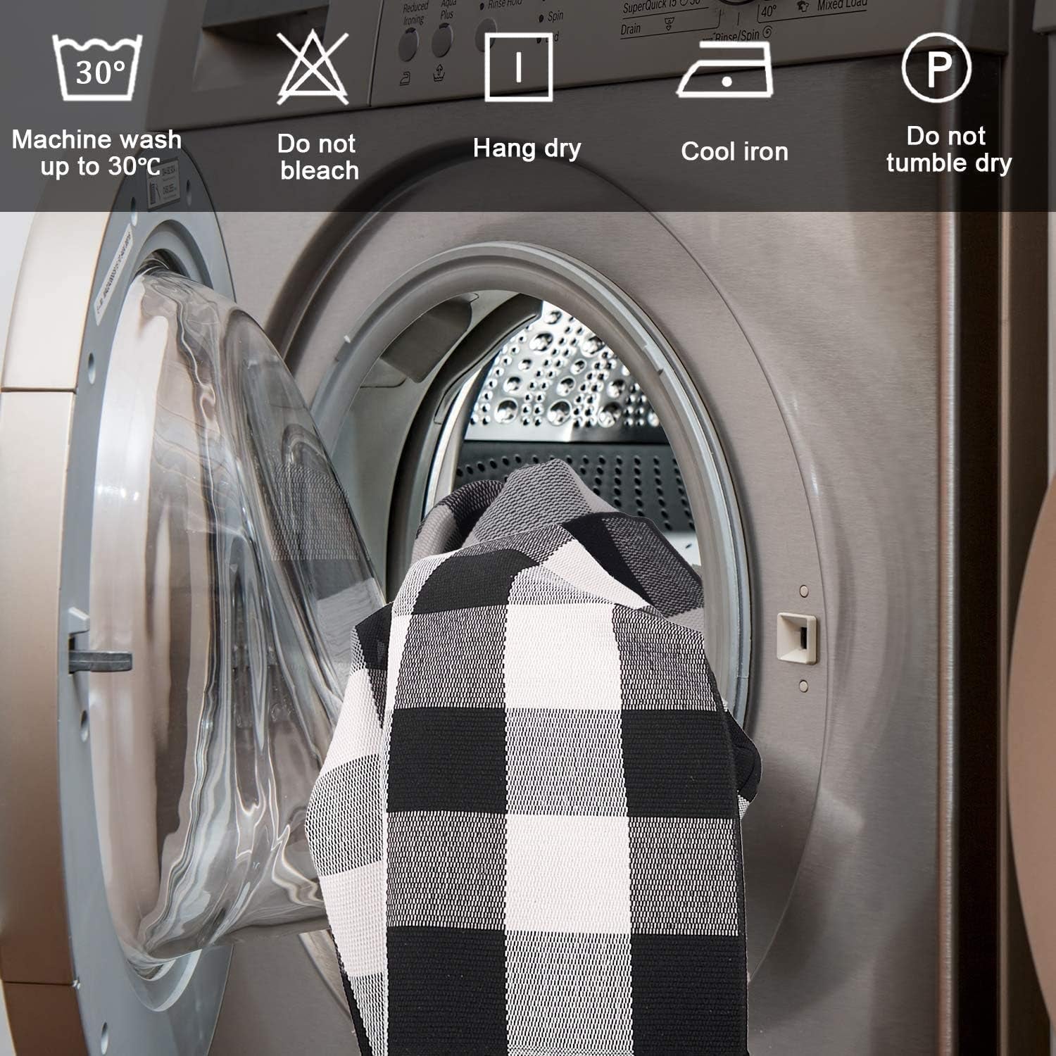 Cotton Buffalo Plaid Rug 2'X3' Black and White Checked Rug Washable Doormats Indoor Outdoor Rugs for Layered Front Door Mats, Porch, Kitchen, Farmhouse, Entryway