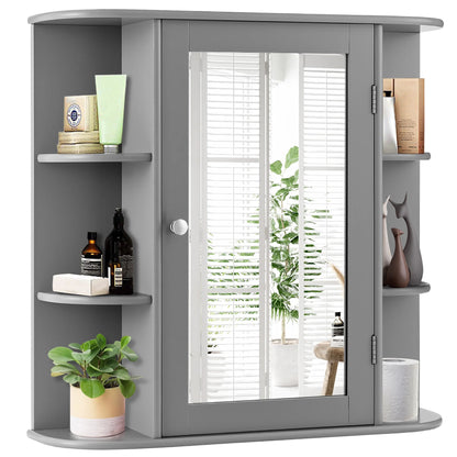 Multipurpose Mount Wall Surface Bathroom Storage Cabinet Mirror Black