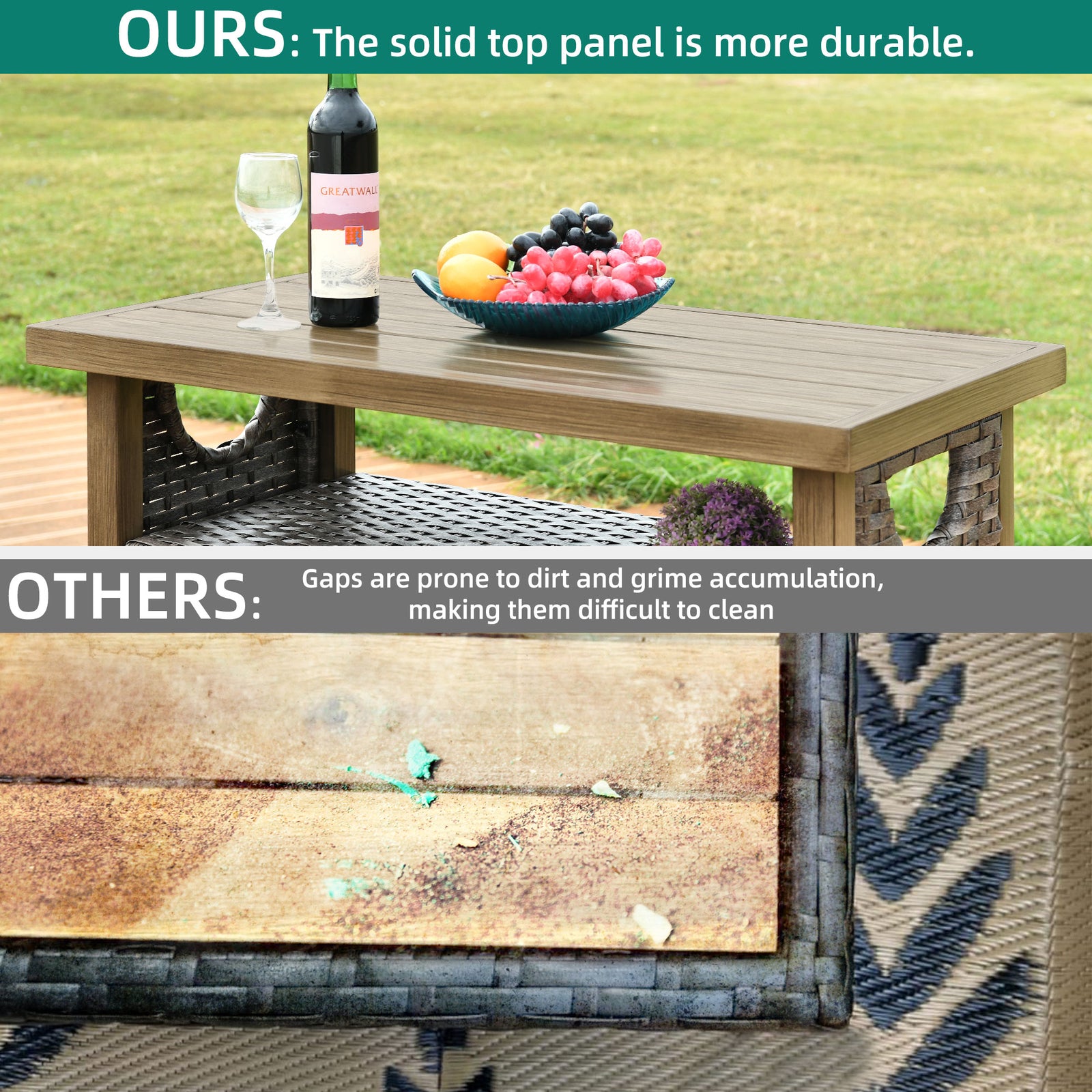 Outdoor Storage Cabinet Patio Wicker Bar Counter Table 2 Doors Backyard Patio