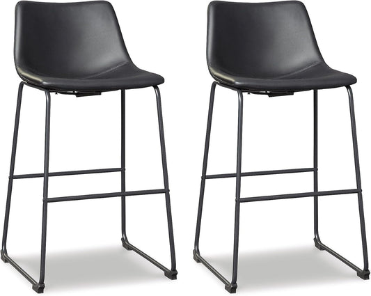 Centiar Modern Faux Leather Pub Height Bucket Seat Barstool, 30" Seat Height, Set of 2, Black