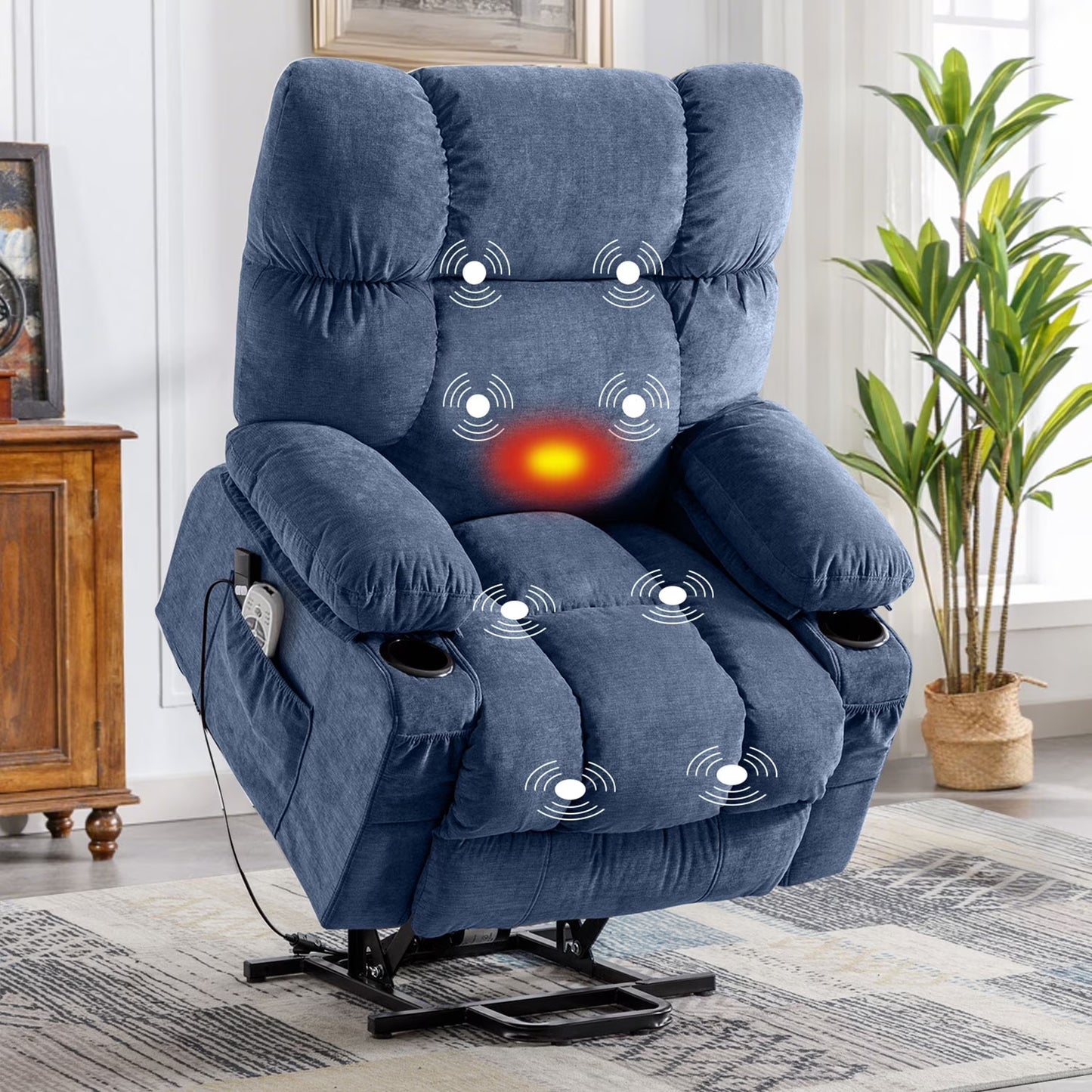 Power Lift Recliner Chair Recliners for Elderly with Heat and Massage Recliner Chair for Living Room with Infinite Position and Side Pocket,Usb Charge Port,Brown