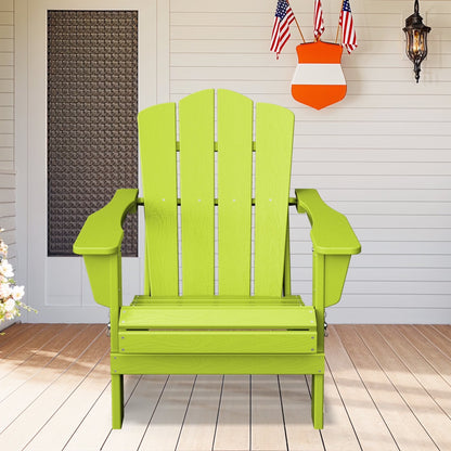 Adirondack Chair, Plastic Folding Outdoor Patio Lawn Chairs, outside HDPE Chairs for Lawn, Yard, Black
