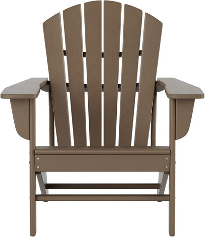 WO Home Furniture Set of 2Pcs HDPE Adirondack Chairs, Traditional Loungers, Retro Poly Seat, All Weather Resistant for Patio, Outdoor, Balcony, Backyard, Lawn, Patio, Pool, Deck, Weathered Wood