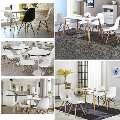 Set of 2 Mid Century Modern Style Dining Side Chair Wood Leg White