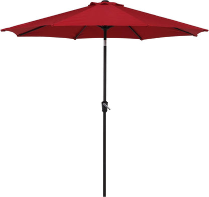 9 FT Enhanced Aluminum Patio Umbrella, UV Protected Outdoor Umbrella with Auto Crank and Push Button Tilt, Red